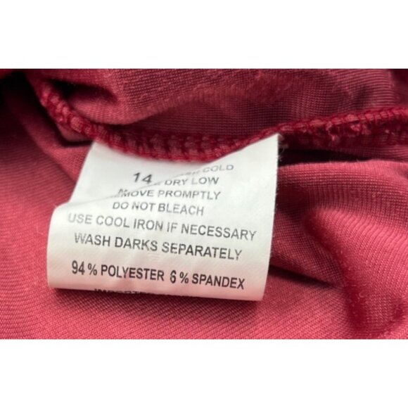 Red Textured Long-Sleeve V-Neck Blouse By N Touch Size M Stretch Polyester Blend - Picture 3 of 6